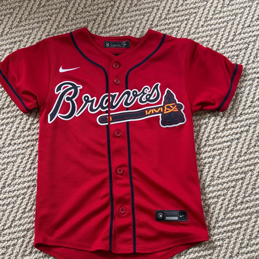 Nike Kids Red Braves Baseball Jersey